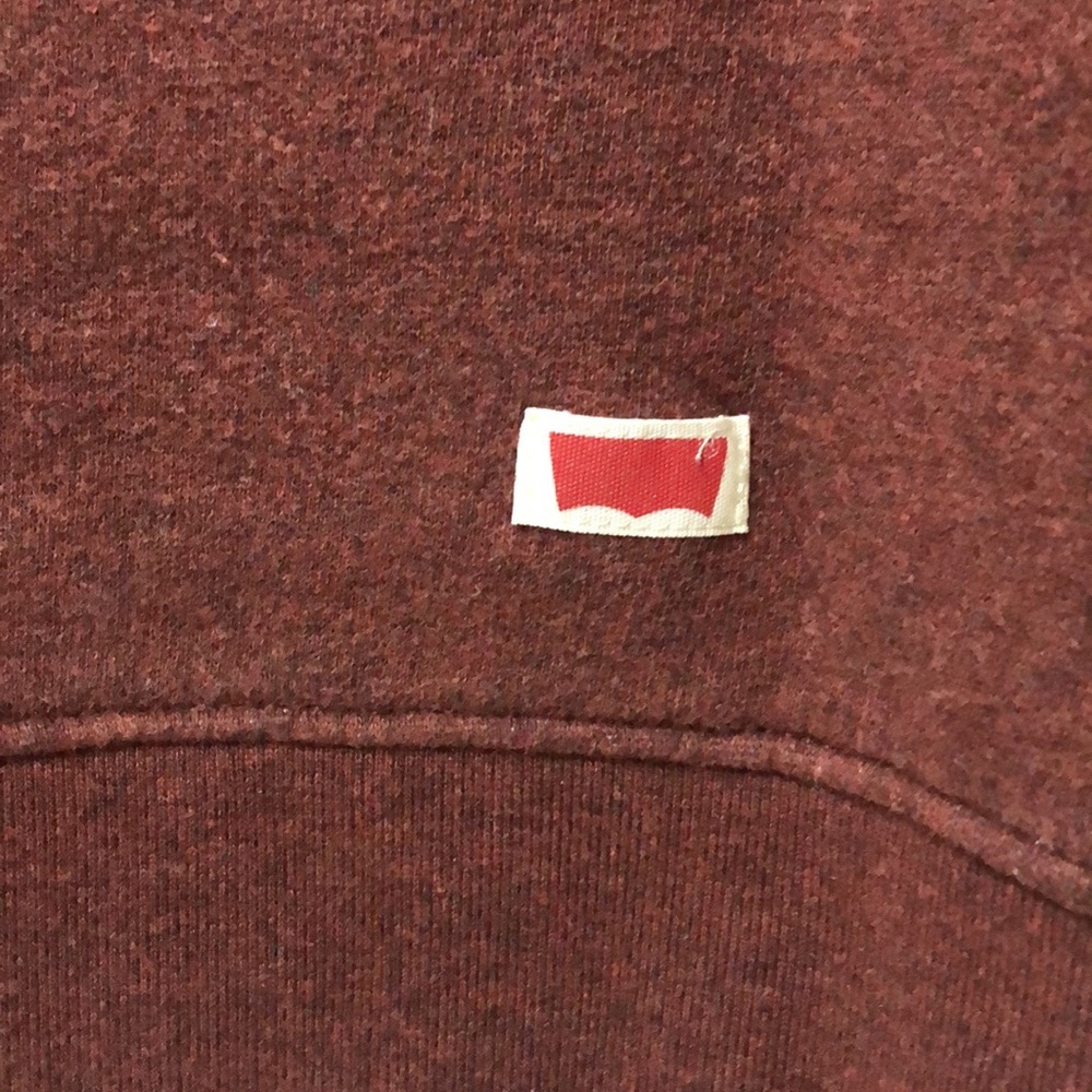 Levi’s Shawl Collar Sweatshirt Men XL Brick Red Blend Cuffed Pullover Casual - Picture 3 of 8